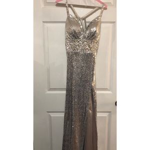 Silver sequins prom or wedding dress